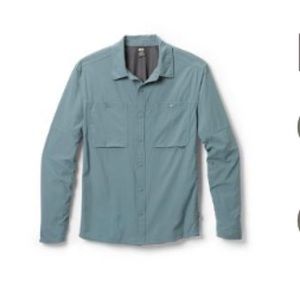 REI Sahara long sleeve button down granite peak blue